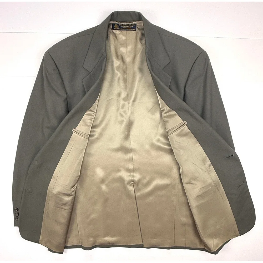 Vintage Brooks Brothers Pure Wool Sport Coat Mens 44R USA Made Olive Jacket 1796